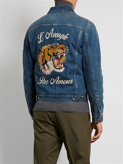 gucci tiger denim jacket|gucci tiger loafer.